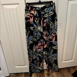 Tropical Print Wide-Leg Pants